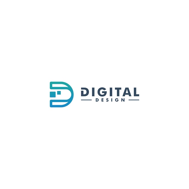 Letter D digital logo design vector illustration