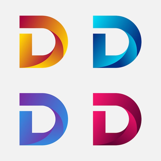 Letter D Gradient Logo Set.