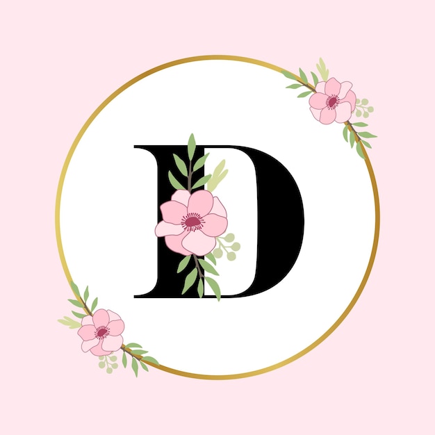 Letter D Hand Drawn Floral Logo