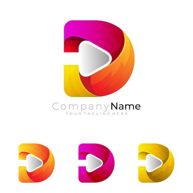 Letter D logo and arrow design vector, 3d icon