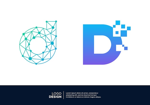 Vector letter d logo design collection abstract symbol for digital technology