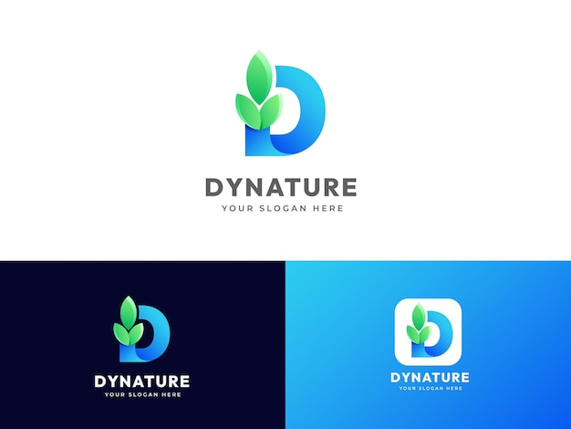 Letter D logo design with leaf concept green color pure nature logo concept simple initial leaf logo vector