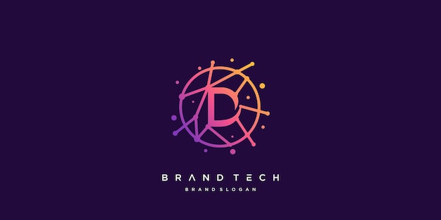 Letter D logo template for techonology company Premium Vector part 2