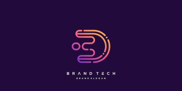 Letter D logo template for techonology company Premium Vector part 8