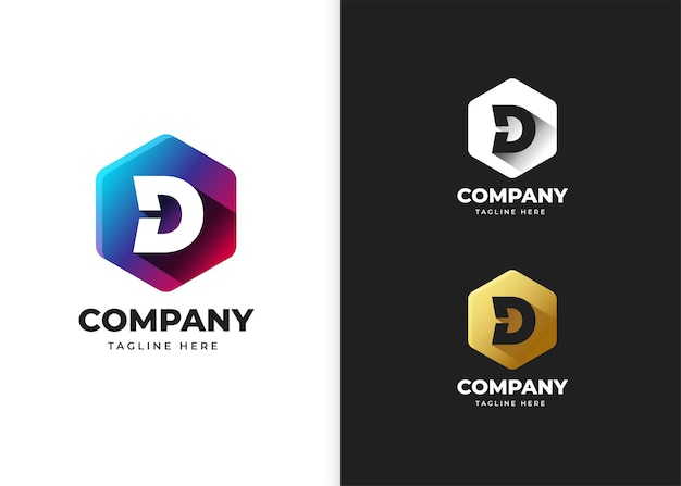 Letter D logo vector illustration with geometric shape design