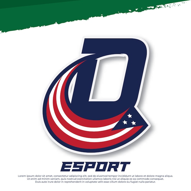 Letter D logo with american flag icon design Shield Emblem Sport Team Patriotic USA Flag vector