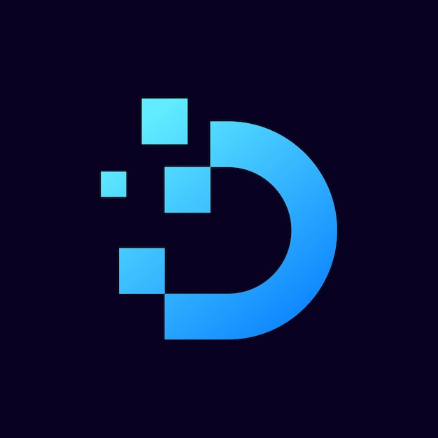 Letter d pixels logo initial design template