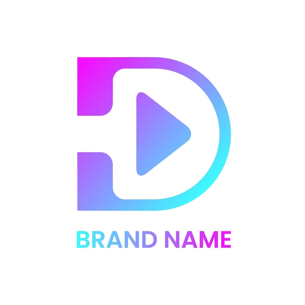 letter d and play button logo concept. gradient, modern, combination, simple and line logotype