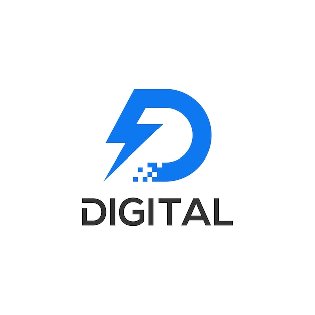 letter d technology logo design templates