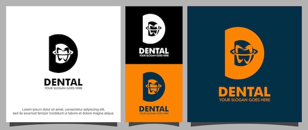 Letter D and teeth dental logo template