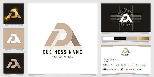 Letter DA or aA monogram logo with business card design