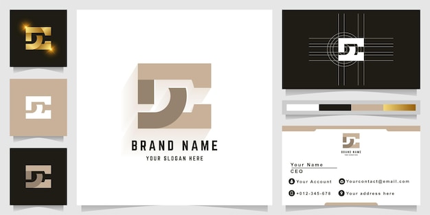 Letter DC or DE monogram logo with business card design