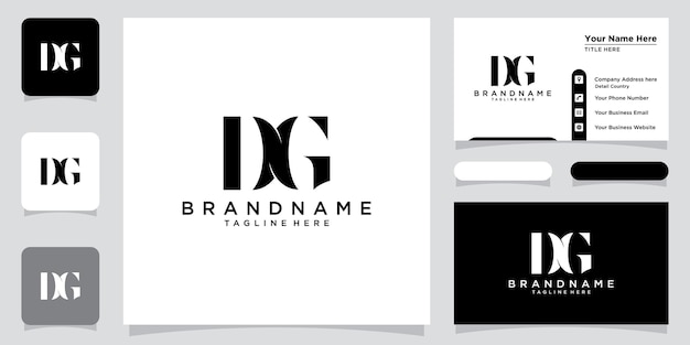 Letter DG Vector Logo Design Template with business card design Premium Vector