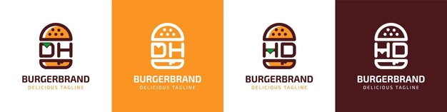 Letter DH and HD Burger Logo suitable for any business related to burger with DH or HD initials