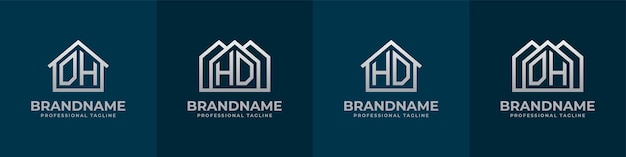 Letter DH and HD Home Logo Set Suitable for any business related to house real estate construction interior with DH or HD initials