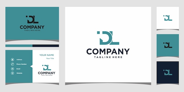 Letter DL logo design and business card Premium Vector