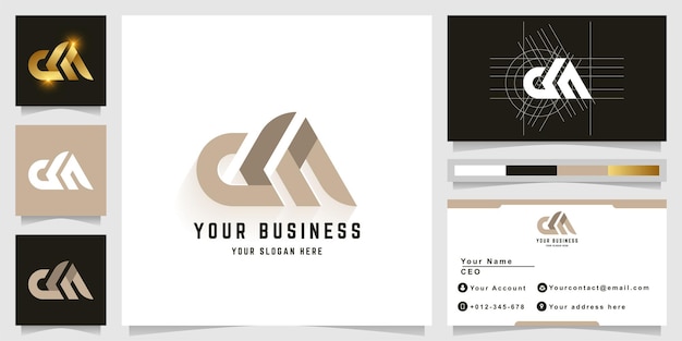 Letter dM or cA monogram logo with business card design