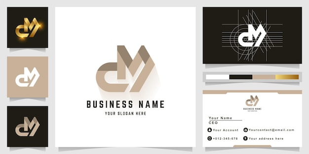 Letter dM or eM monogram logo with business card design