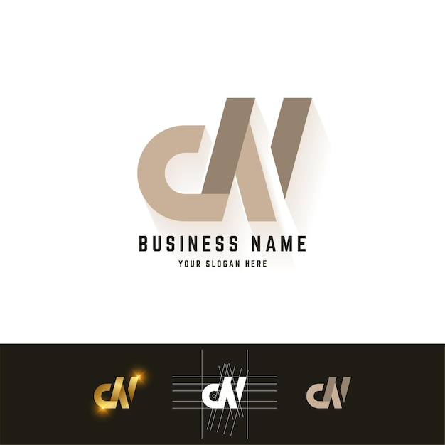 Letter dN or cN monogram logo with grid method design