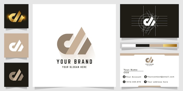 Letter dN or dA monogram logo with business card design