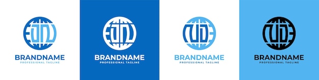 Letter DN and ND Globe Logo Set suitable for any business with DN or ND initials