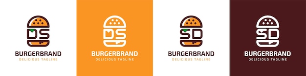 Letter DS and SD Burger Logo suitable for any business related to burger with DS or SD initials