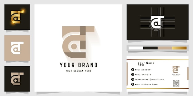 Letter aT or dT monogram logo with business card design