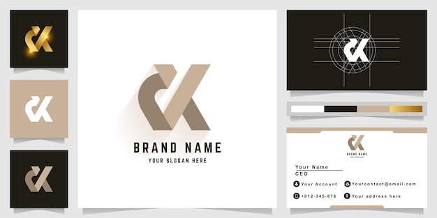 Letter dX or dK monogram logo with business card design