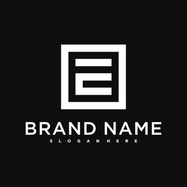 Vector letter e creative logo design with square lines premium vector