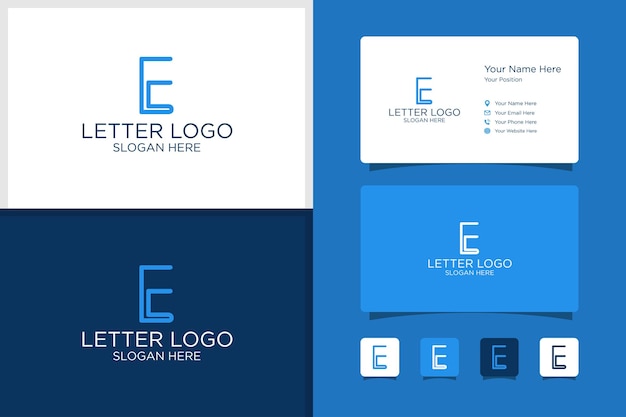 Letter E design logo and business card template premium vector