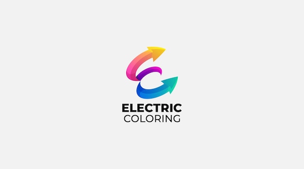 Letter E electric Coloring Logo icon design vector