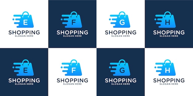 Letter e f g h shopping store logo design template