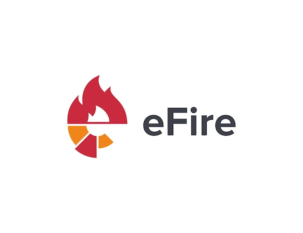 letter E fire simple sleek creative geometric modern logo design