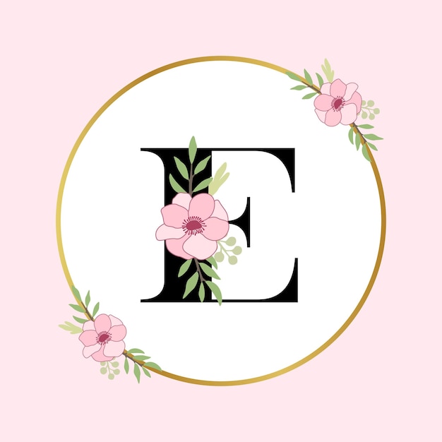 Letter E Hand Drawn Floral Logo