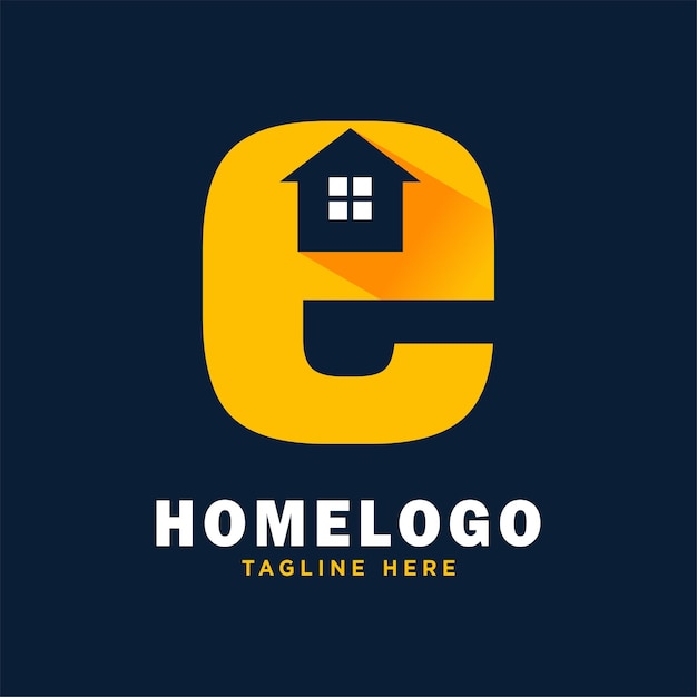 Letter E House Logo Design Template Inspiration, Vector Illustration.