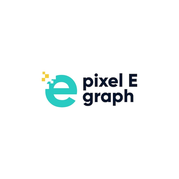 Letter e logo vector design in pixel style