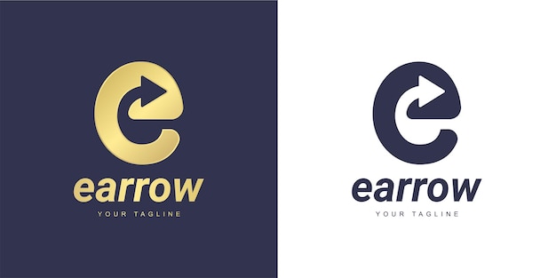 Letter e logo with a minimalist  arrow  and  direction  concept