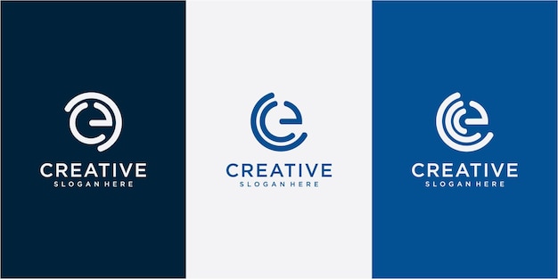 Letter E modern logo design inspiration. set of creative letter E logo design template