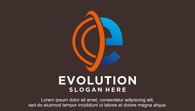 Letter e motion logo design symbol evolution for technology digital