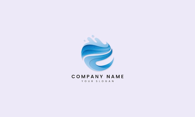 Letter E simple wave and sea logo design