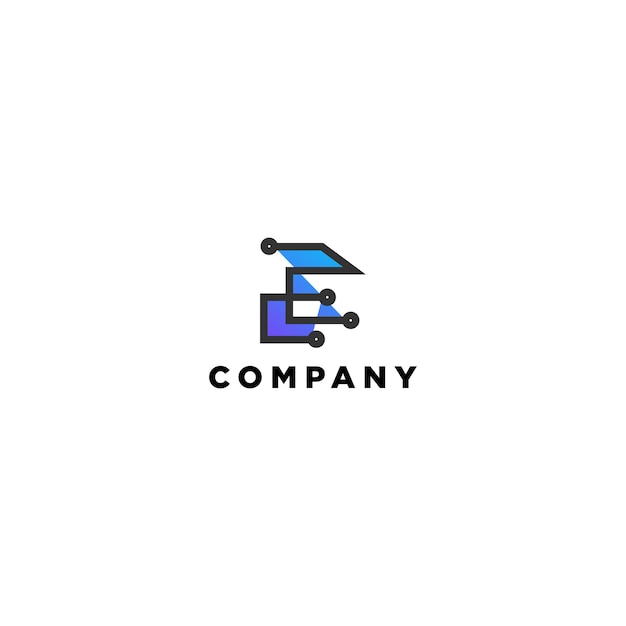 Letter E technology logo Bio tech Connect Dots Science Technology Logo Design Vector