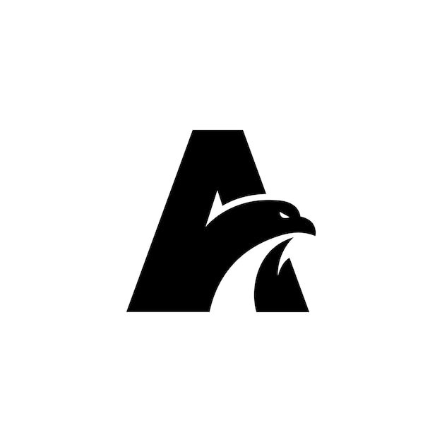 Letter A eagle logo design Letter A initials Eagle head silhouette negative space