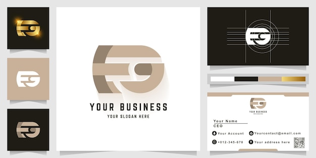 Letter EG or FG monogram logo with business card design