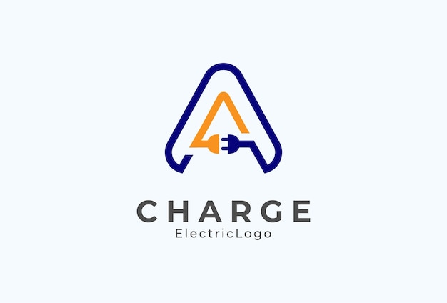 Letter A Electric Plug Logo, Letter A and Plug combination, flat design logo template