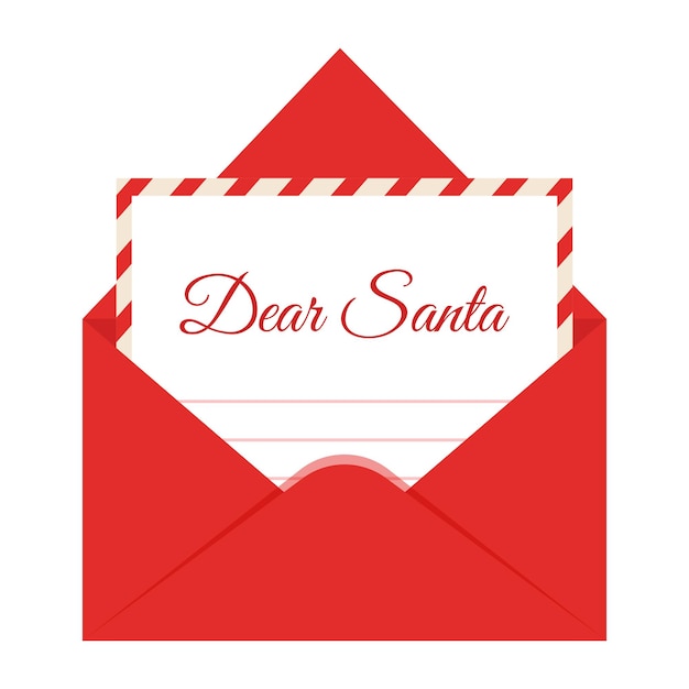 Letter in an envelope to Santa Claus Vector illustration