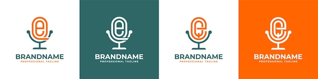 Letter EQ or QE Podcast Logo suitable for any business related to microphone with EQ or QE initials