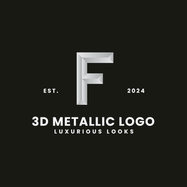 Letter F 3D Monochrome Concept Logo Royal And Classic Branding