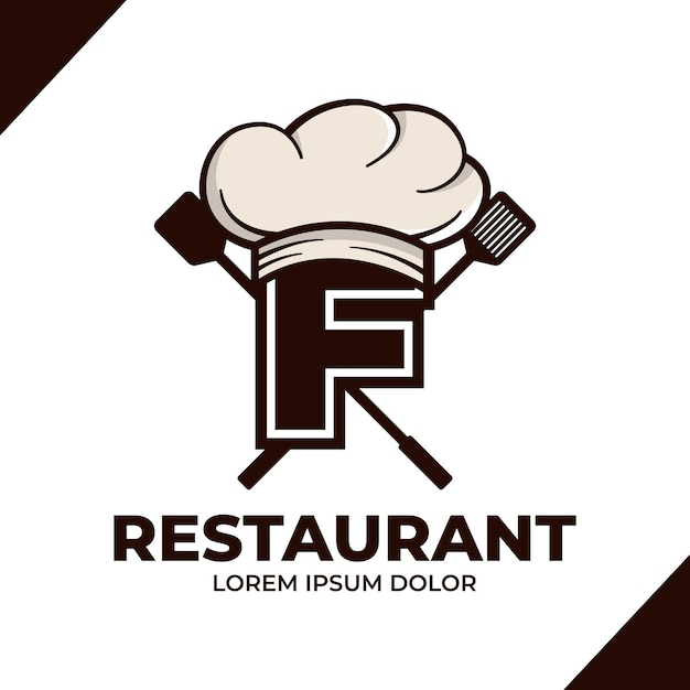 Letter F Chef hat logo design illustration Restaurant cafe logo icon isolated on white background