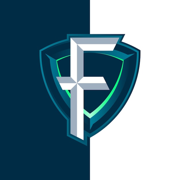 letter F esports shield logo