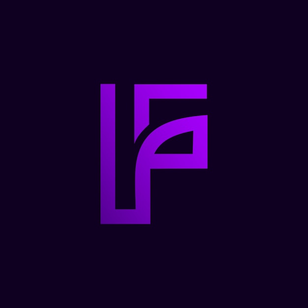 Letter f gradient outline logo design